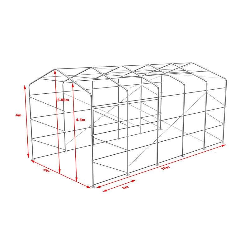 5x10 4 m oldalmagasságú kültéri raktári tároló sátor, rugalmas nagy garázs