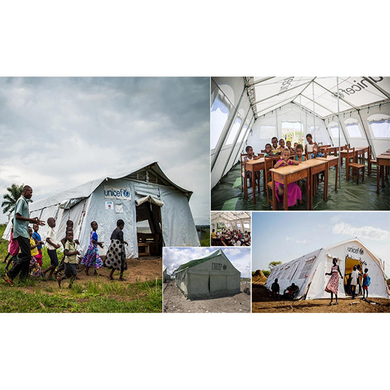 UNICEF szabványos 24 m²-es többcélú sátorsátor jó szellőzőrendszerrel