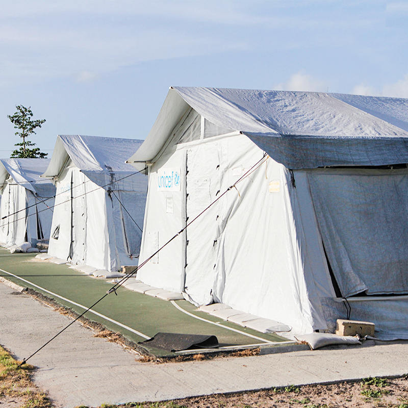 UNICEF Standard 72 m²-es többcélú hub sátor tárolásra, kórházra, gyógyszertárra, iskolára, irodára