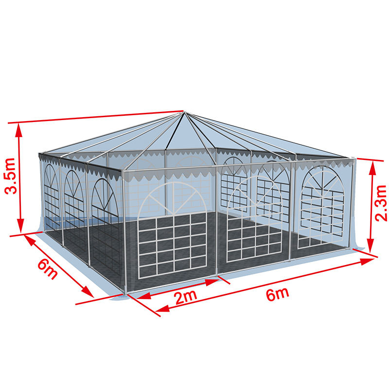 6x6-2,3 m Pagoda Marquee PVC Pop Up Canopy Sátor