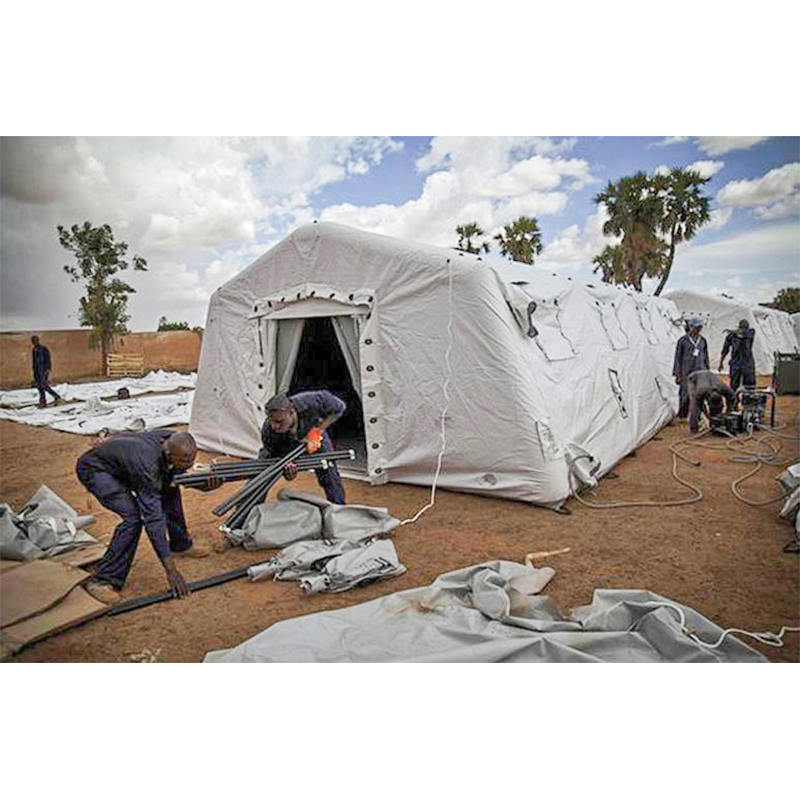 5,6 x 9,95 méteres többcélú, közepesen gyors beépítésű menedék, alacsony nyomású felfújható sátor