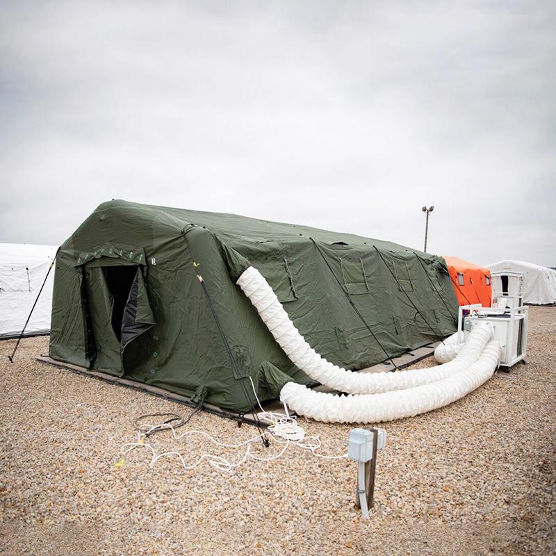 5,6 x 9,95 méteres többcélú, közepesen gyors beépítésű menedék, alacsony nyomású felfújható sátor